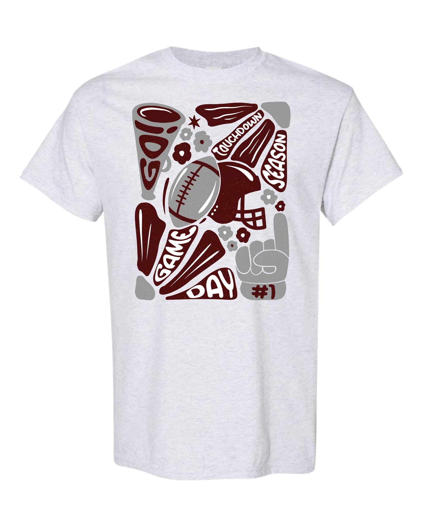 white t-shirt with a game day graphic