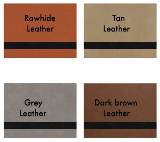 image showing rawhide, tan, grey, and dark brown leather colors