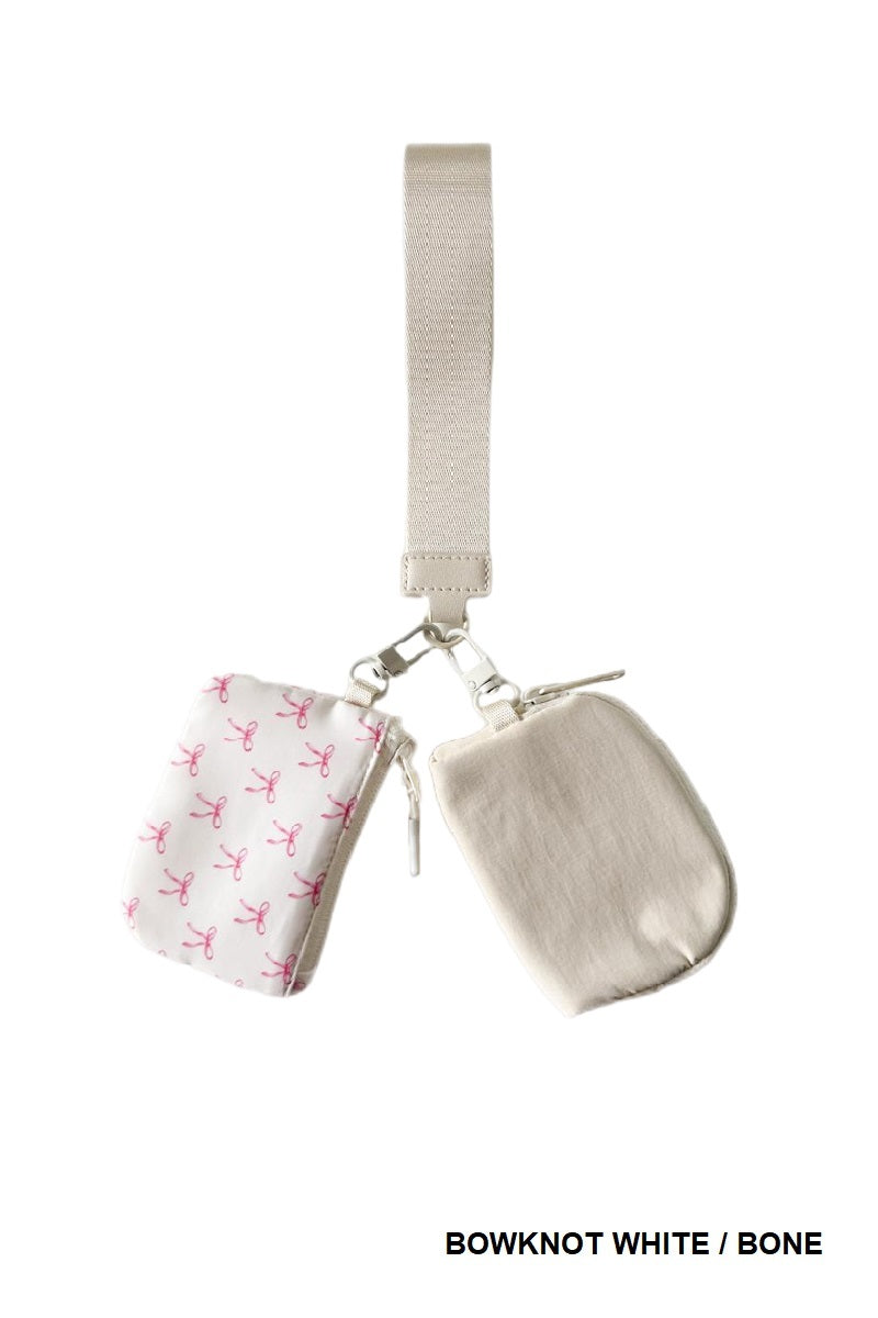 Dual pouch wristlet keychain wallet