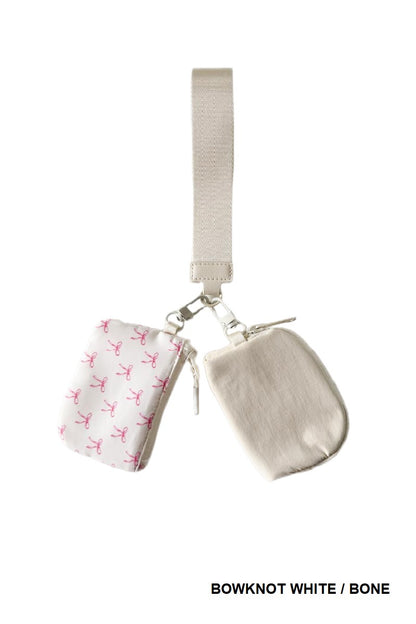 Dual pouch wristlet keychain wallet