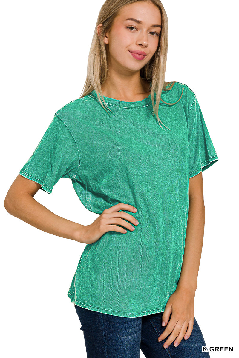 Washed short sleeve top