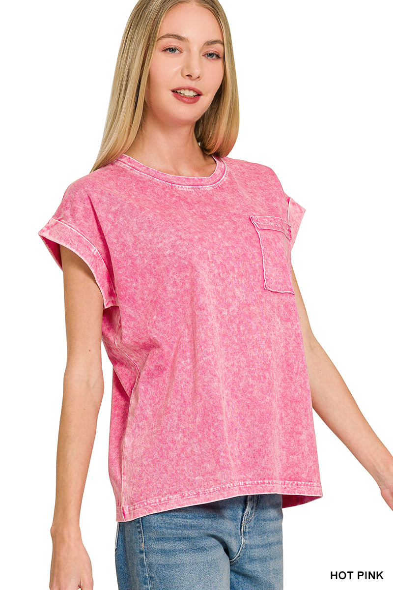 Halo snow washed cuffed short sleeve tee