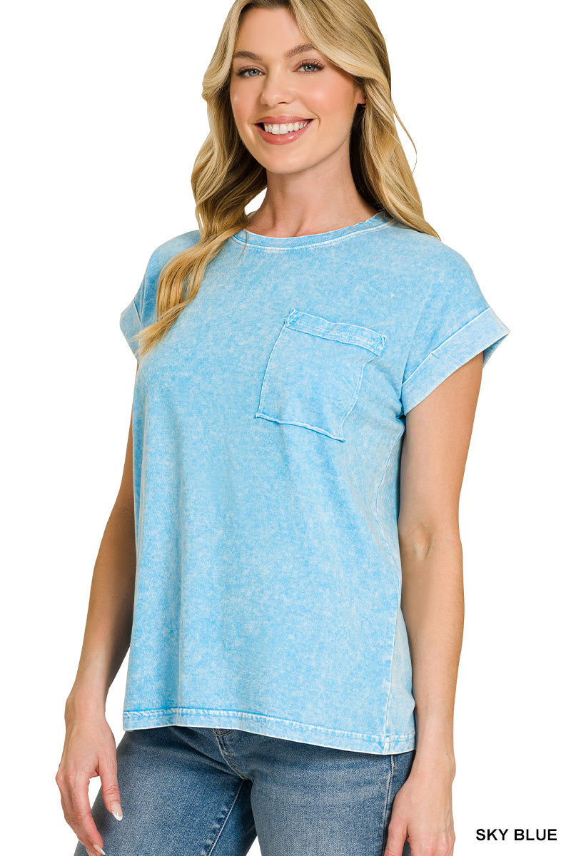 Halo snow washed cuffed short sleeve tee