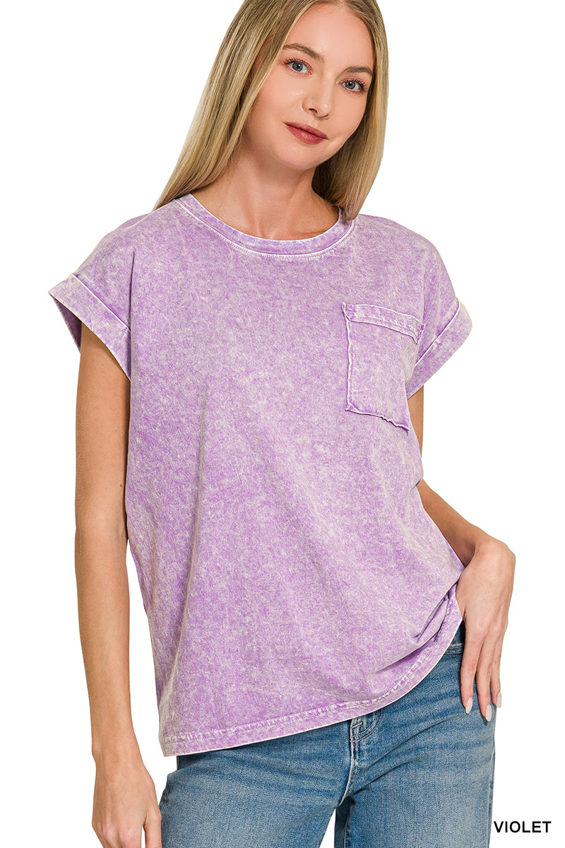 Halo snow washed cuffed short sleeve tee