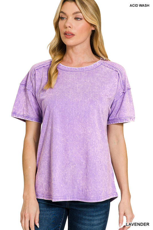 Acid washed round neck t-shirts