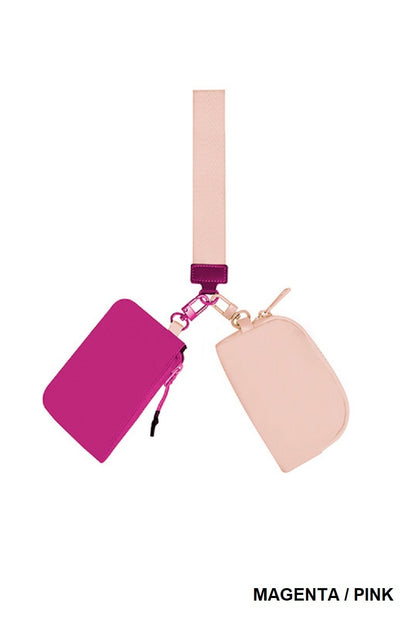 Dual pouch wristlet keychain wallet