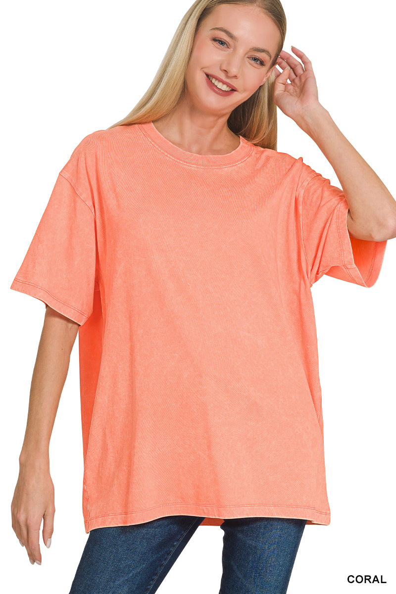 Washed short sleeve top