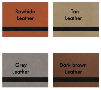 image showing rawhide, tan, grey, and dark brown leather colors