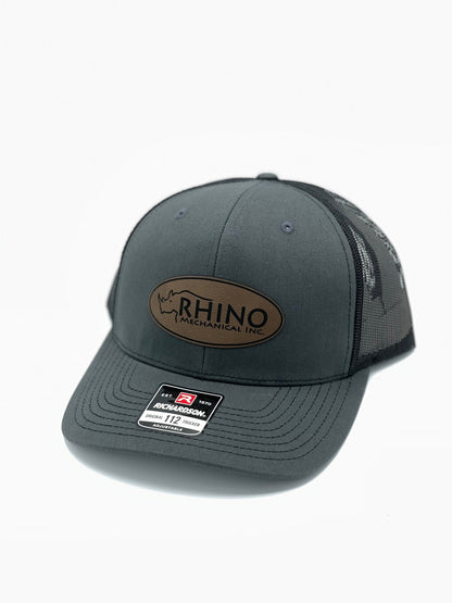 grey hat with logo on patch